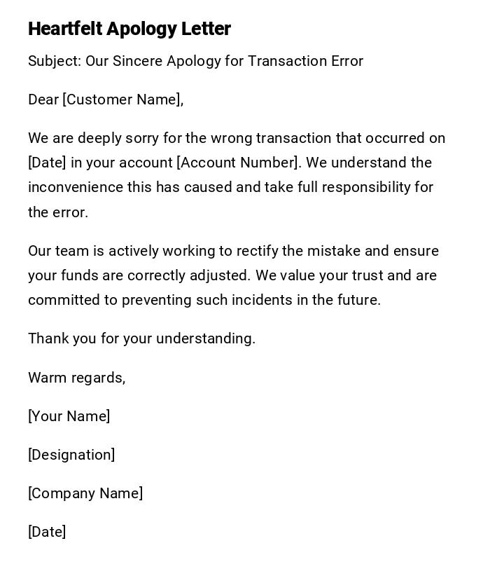 Heartfelt Apology Letter