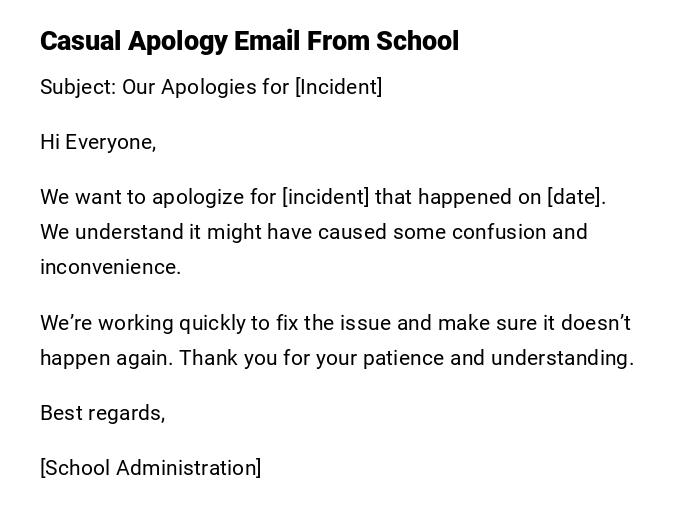 Casual Apology Email From School