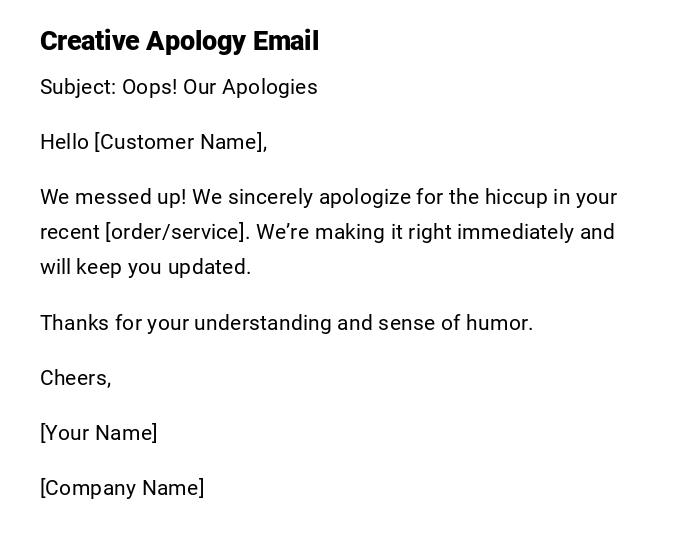 Creative Apology Email Creative Apology Email