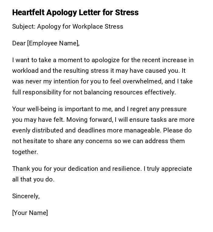 Heartfelt Apology Letter for Stress
