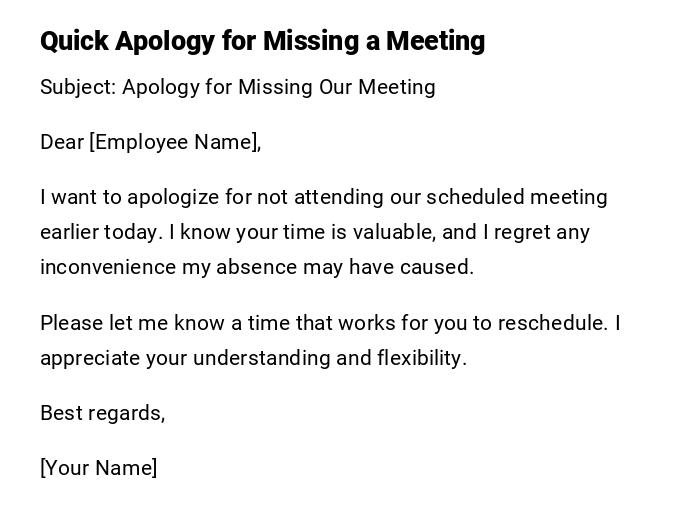 Quick Apology for Missing a Meeting