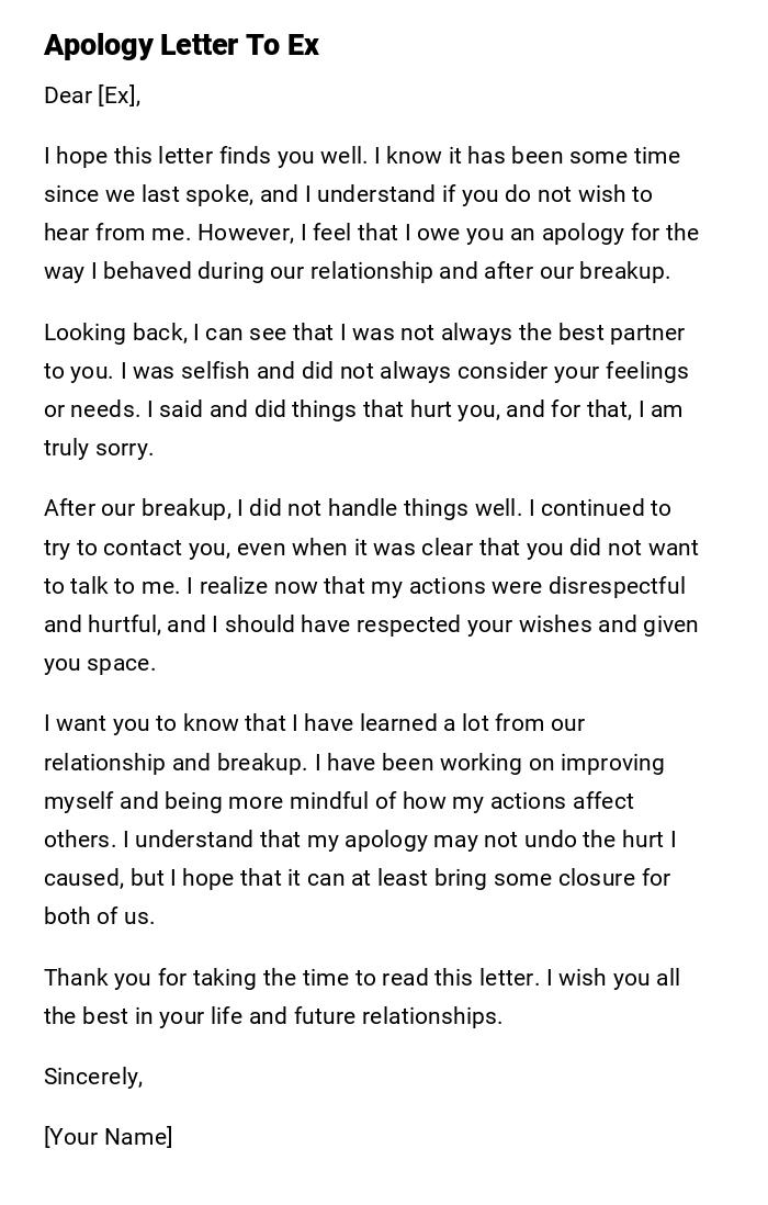 Apology Letter To Ex Apology Letter To Ex