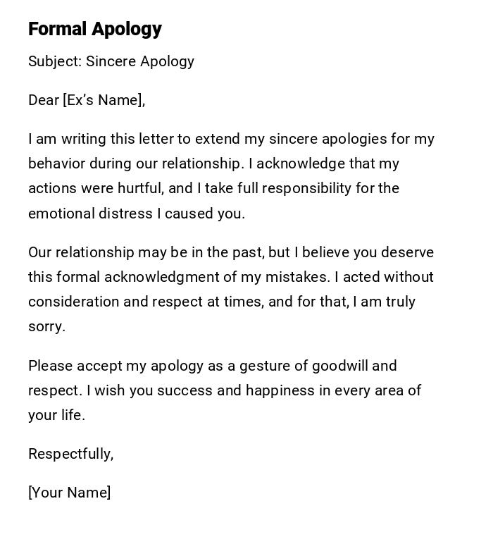 Formal Apology Formal Apology