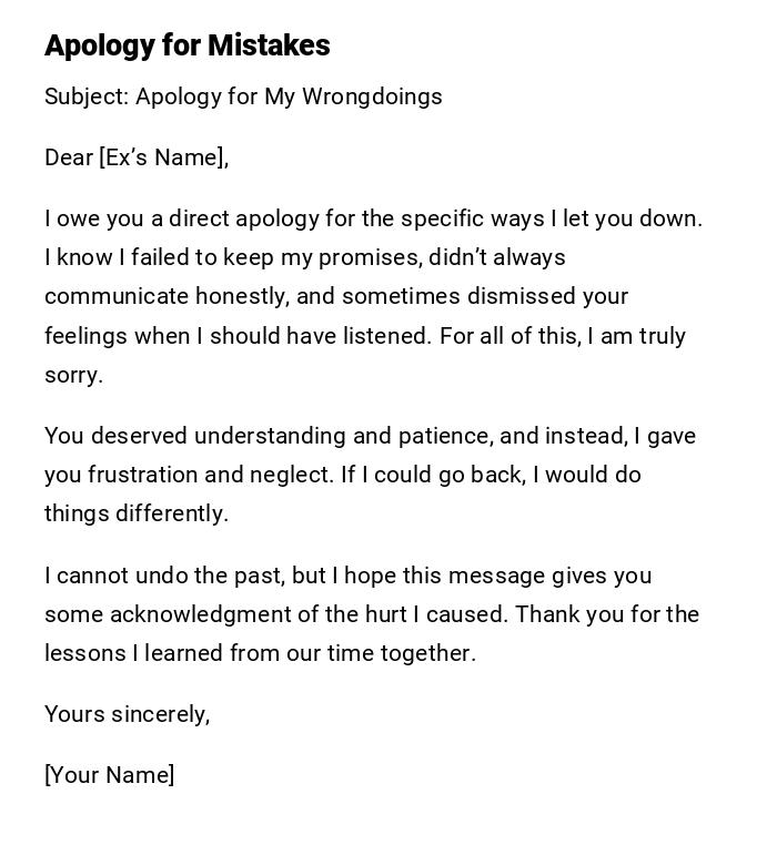 Apology for Mistakes Apology for Mistakes