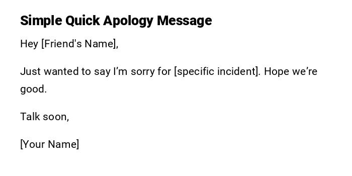 Simple Quick Apology Message