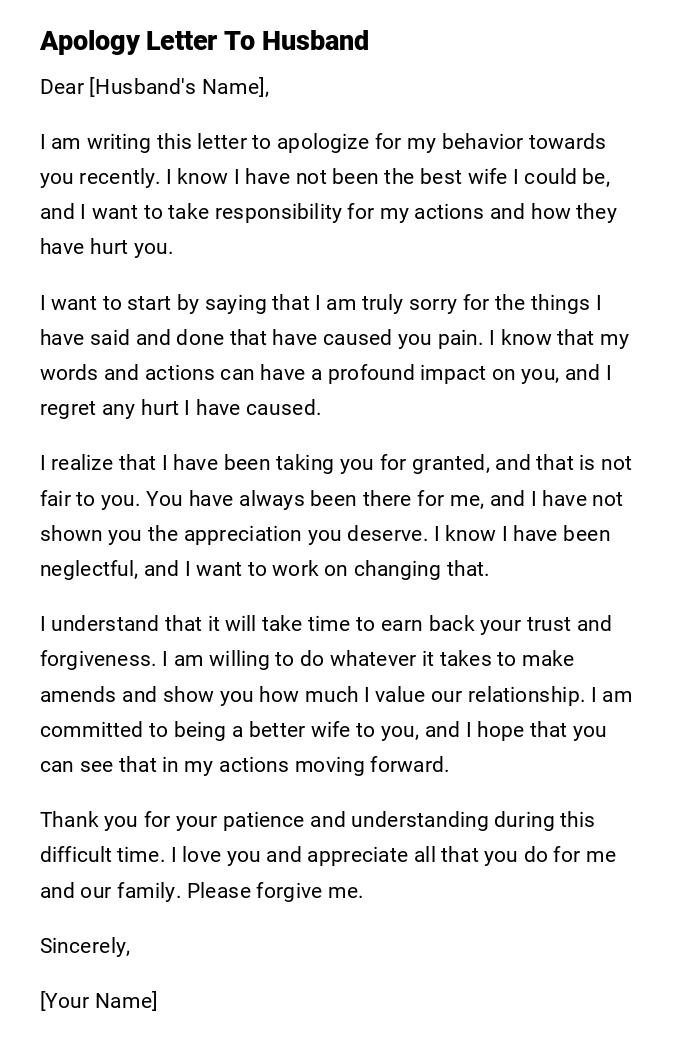Apology Letter To Husband Apology Letter To Husband