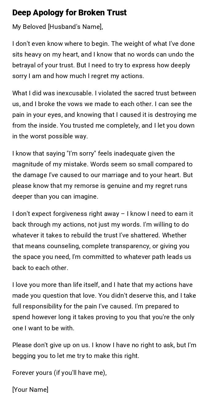 Deep Apology for Broken Trust Deep Apology for Broken Trust