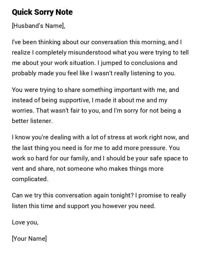 Quick Sorry Note Quick Sorry Note