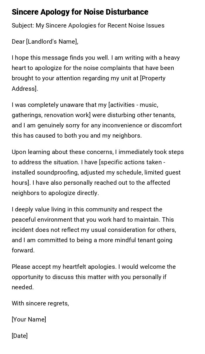 Sincere Apology for Noise Disturbance