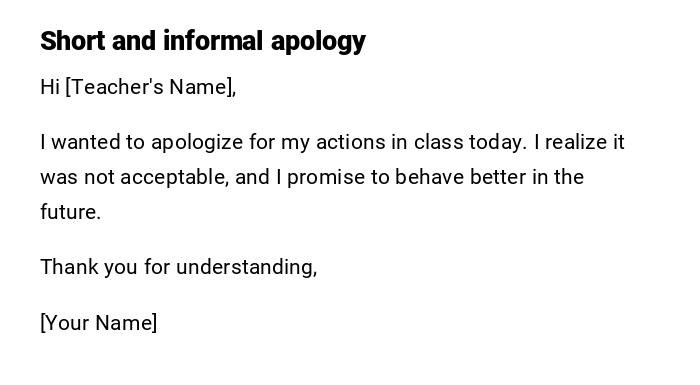 Short and informal apology Short and informal apology