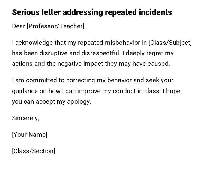 Serious letter addressing repeated incidents Serious letter addressing repeated incidents