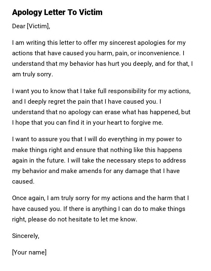 Apology Letter To Victim Apology Letter To Victim