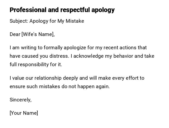 Professional and respectful apology