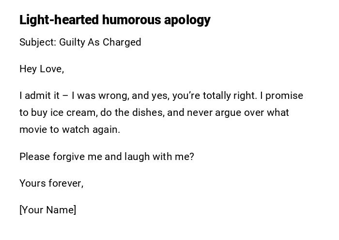 Light-hearted humorous apology
