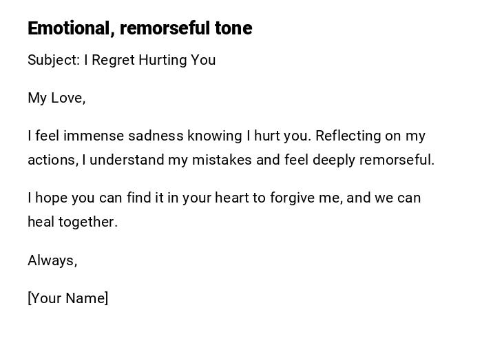 Emotional, remorseful tone