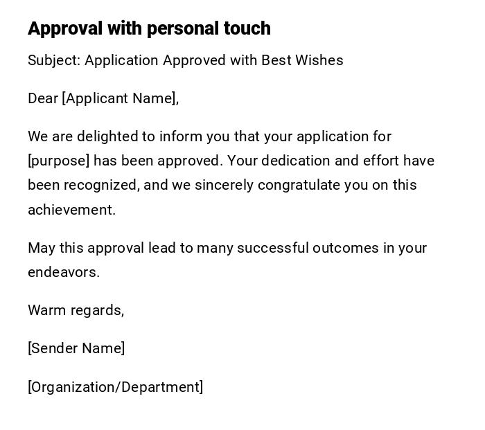 Approval with personal touch