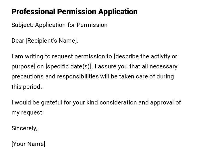 Professional Permission Application