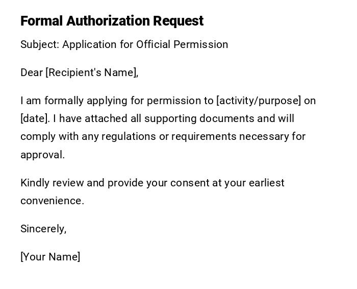 Formal Authorization Request