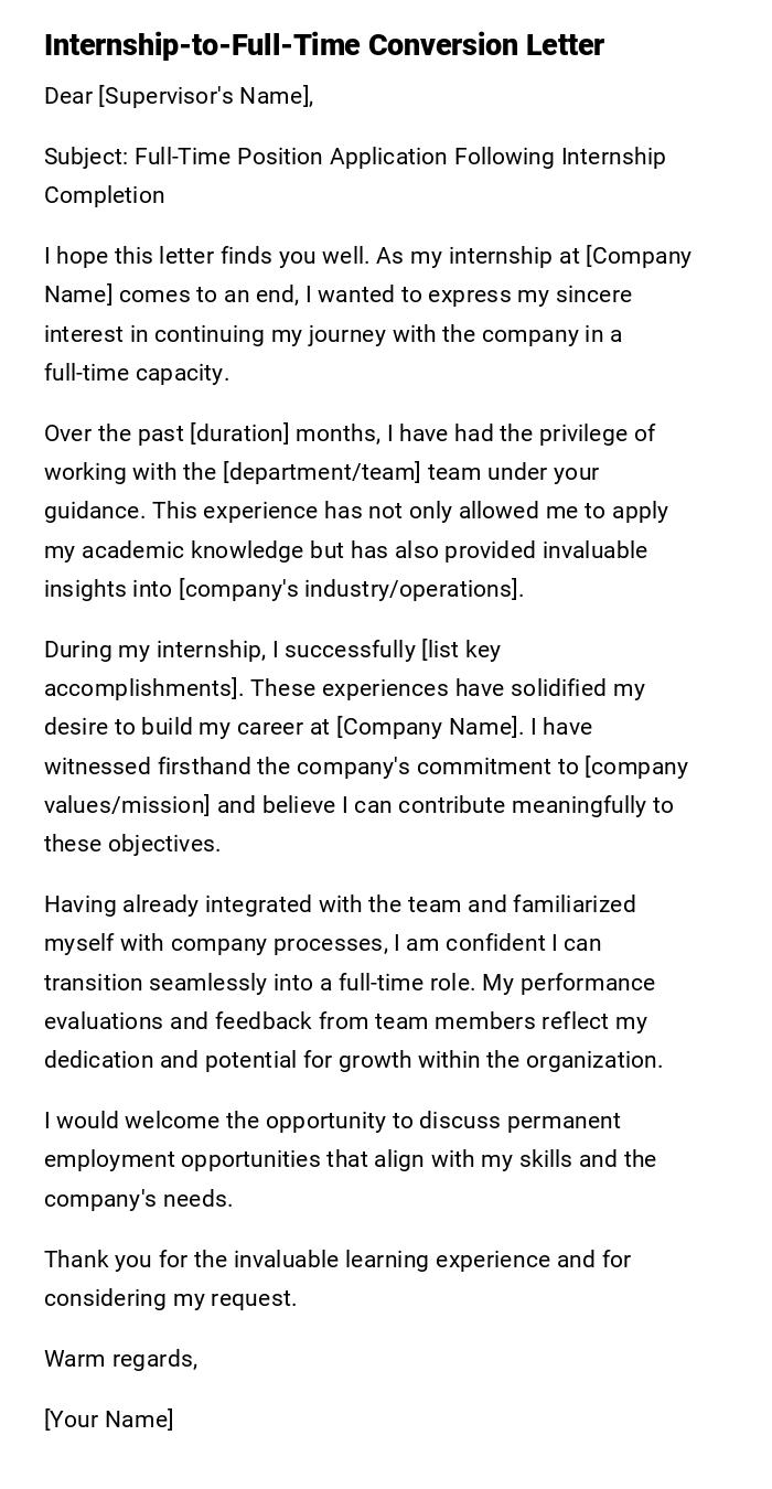 Internship-to-Full-Time Conversion Letter