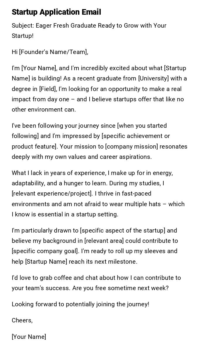 Startup Application Email