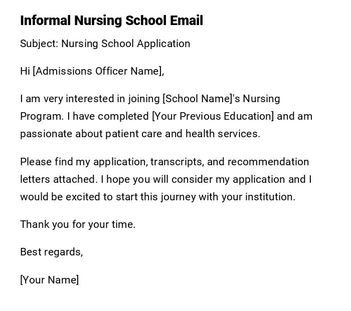 Informal Nursing School Email