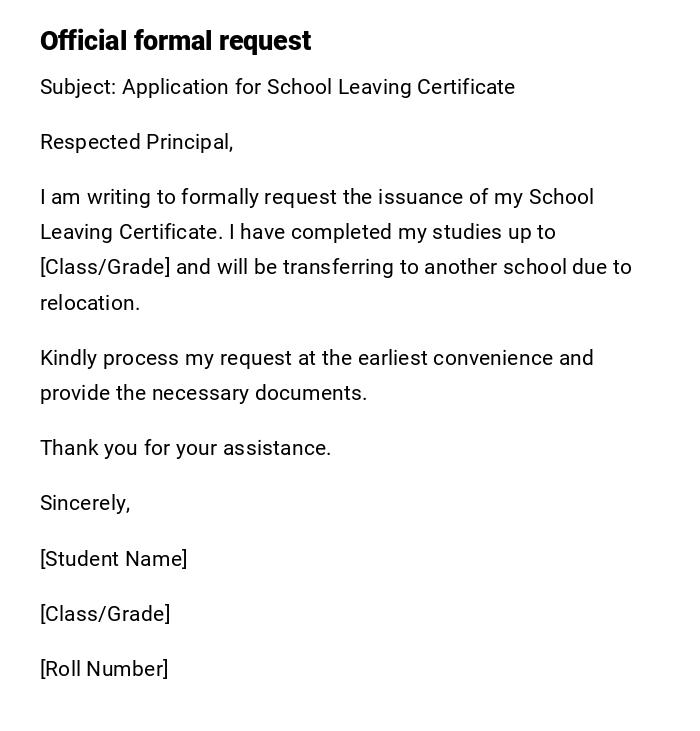 Official formal request