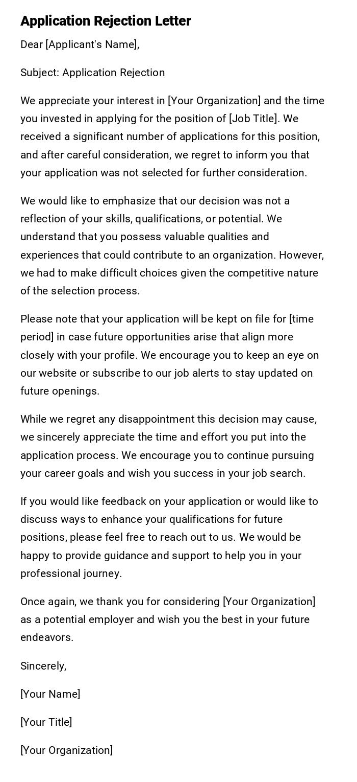 Application Rejection Letter