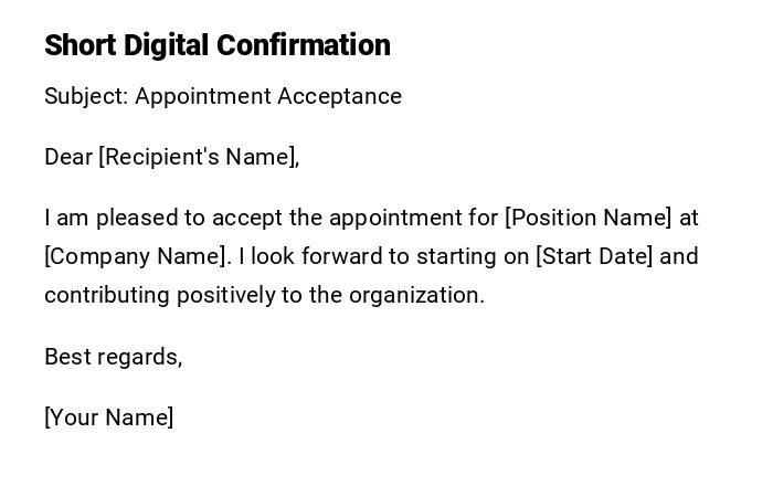 Short Digital Confirmation