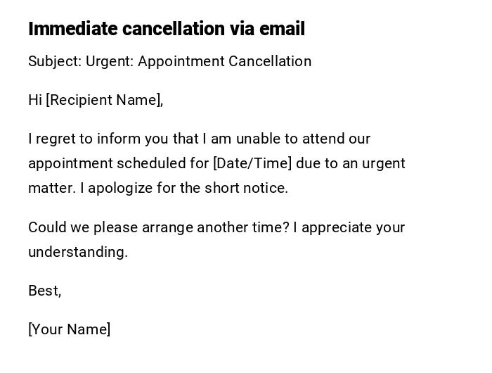 Immediate cancellation via email