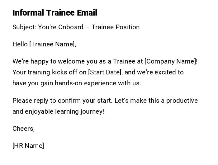 Informal Trainee Email
