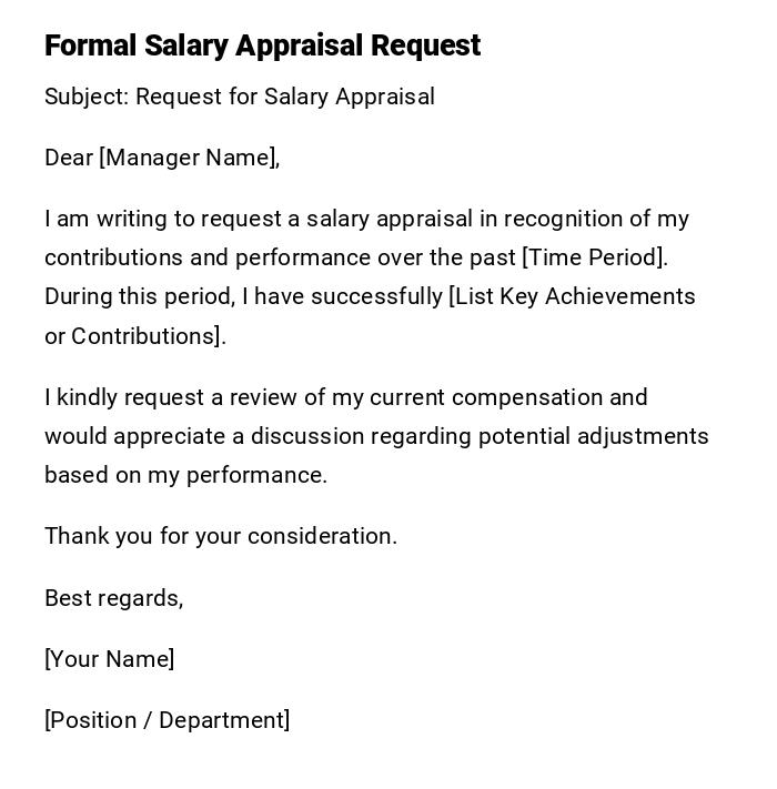 Formal Salary Appraisal Request