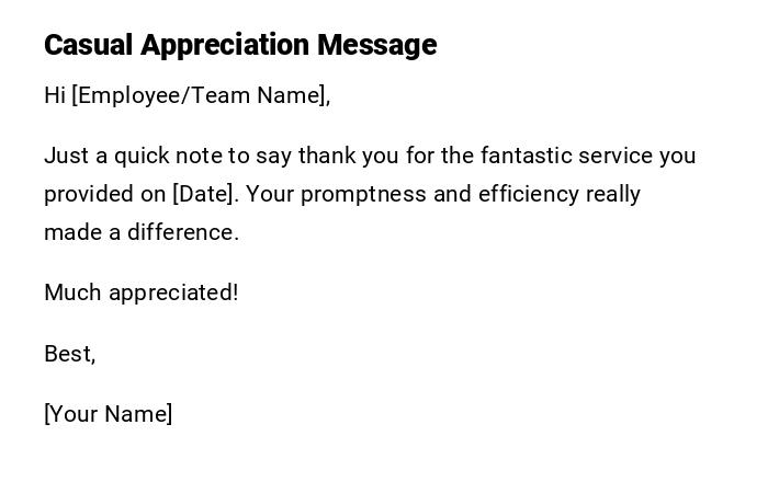 Casual Appreciation Message