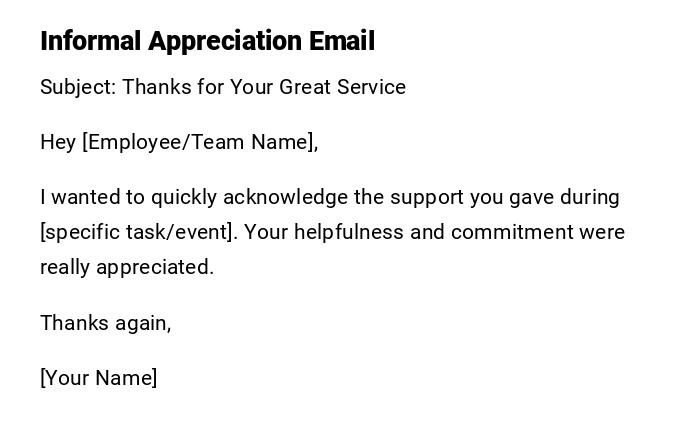 Informal Appreciation Email