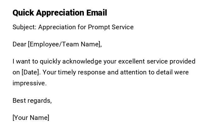 Quick Appreciation Email