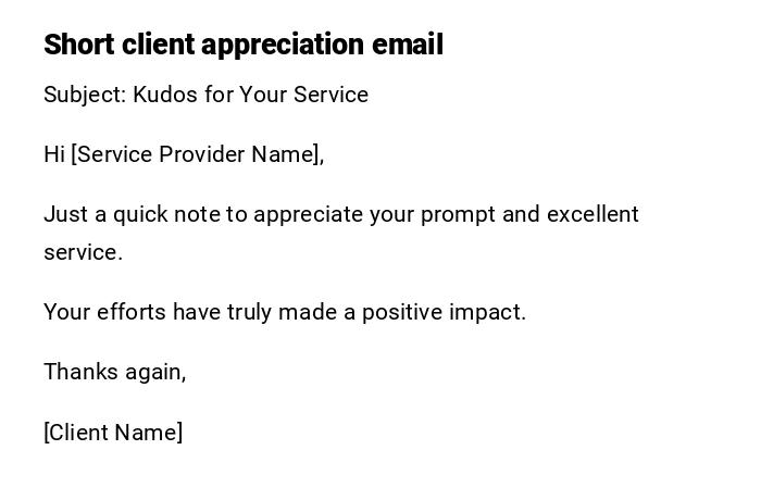 Short client appreciation email