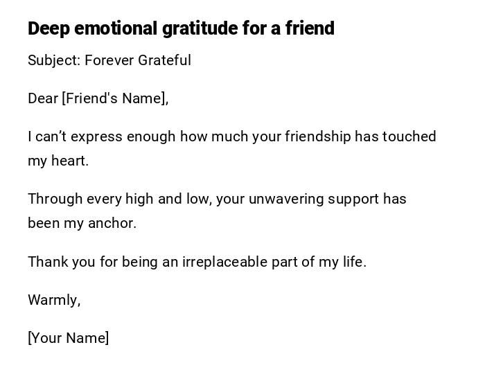 Deep emotional gratitude for a friend