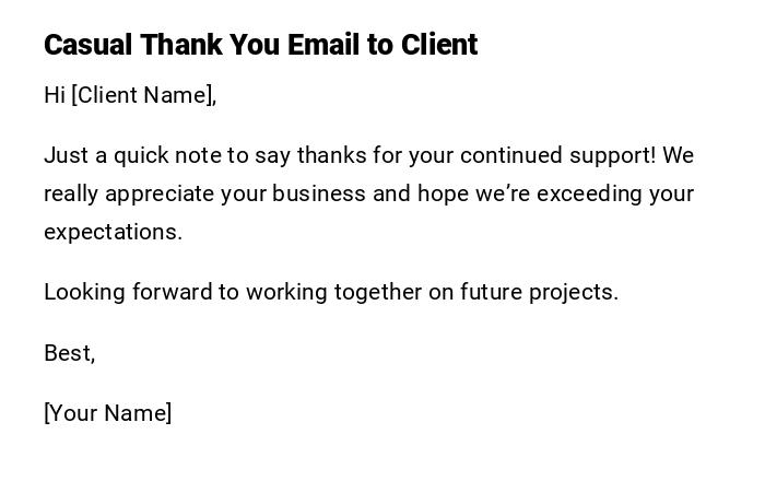 Casual Thank You Email to Client