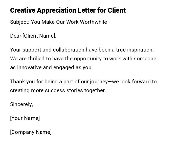 Creative Appreciation Letter for Client