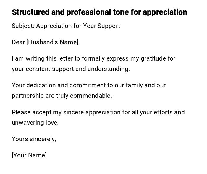 Structured and professional tone for appreciation