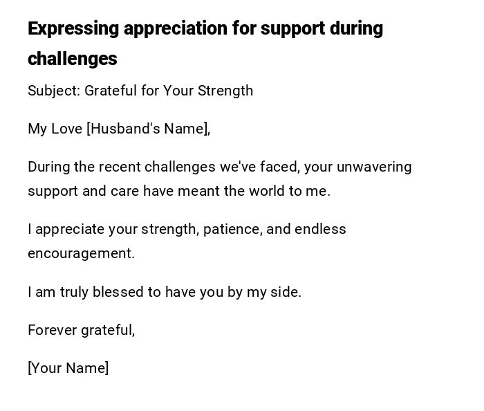 Expressing appreciation for support during challenges