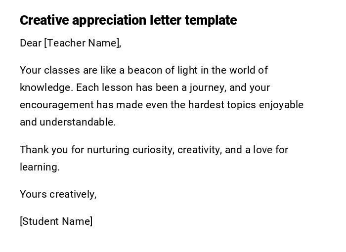 Creative appreciation letter template