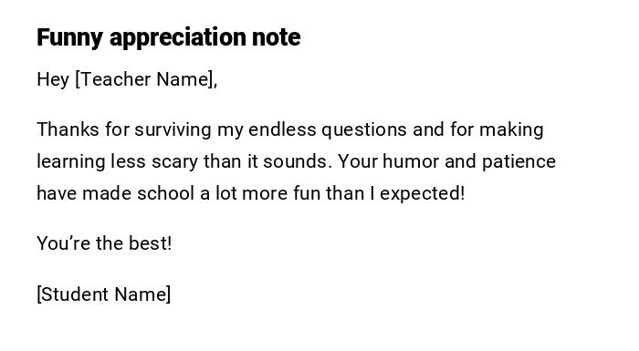 Funny appreciation note