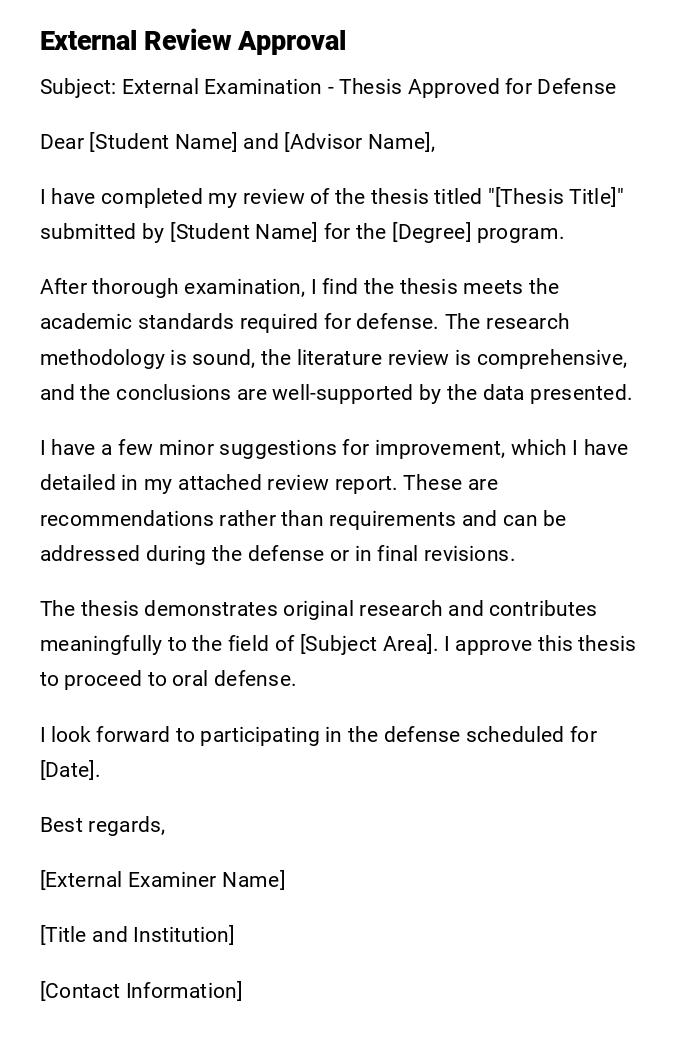 External Review Approval