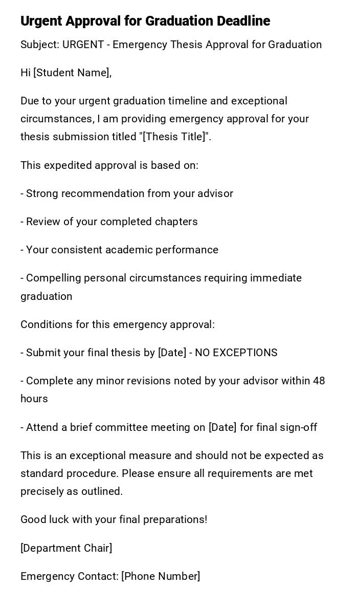 Urgent Approval for Graduation Deadline