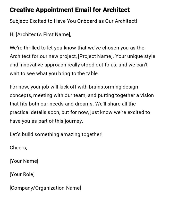 Creative Appointment Email for Architect