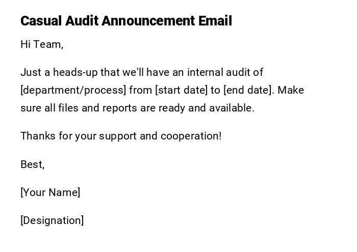 Casual Audit Announcement Email
