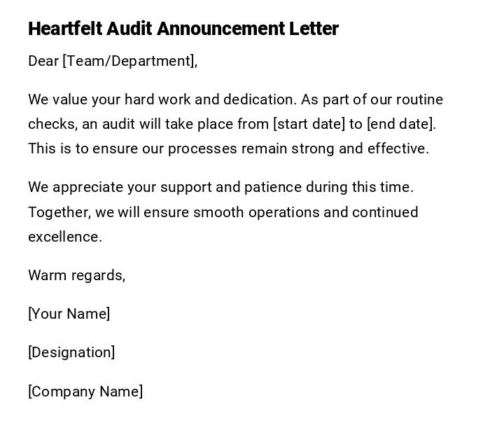 Heartfelt Audit Announcement Letter