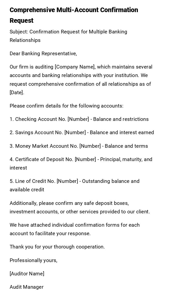 Comprehensive Multi-Account Confirmation Request
