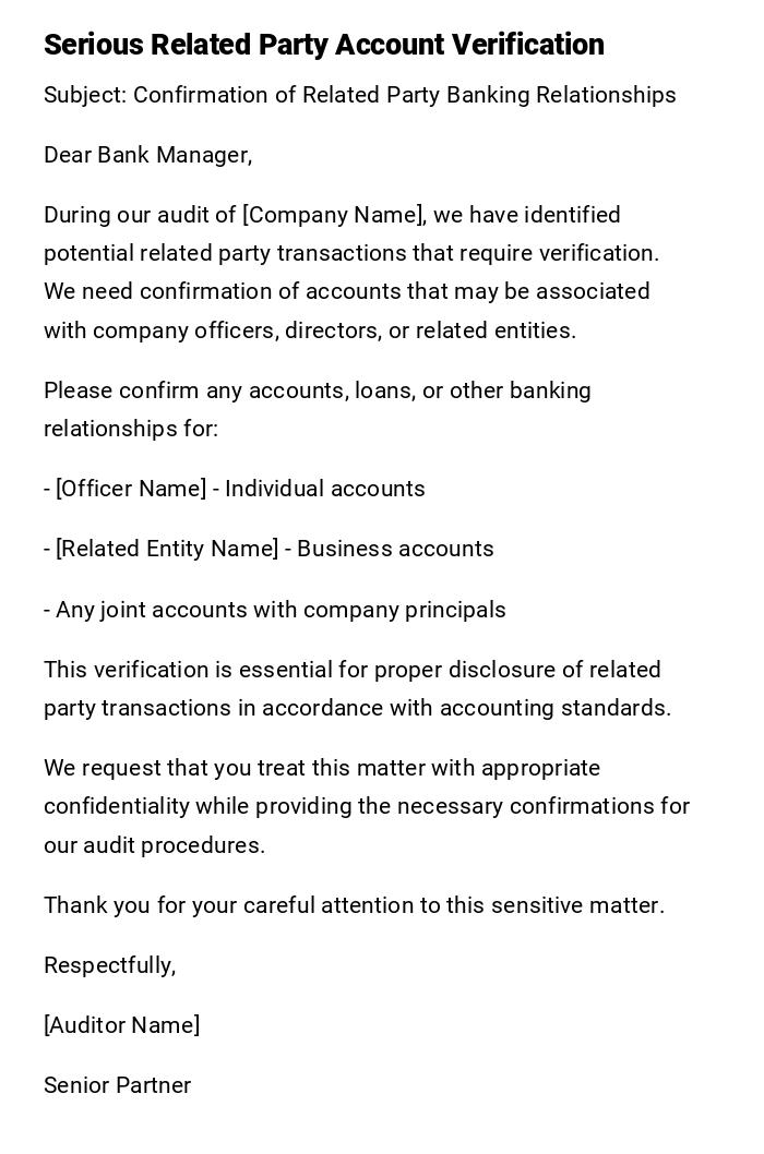 Serious Related Party Account Verification