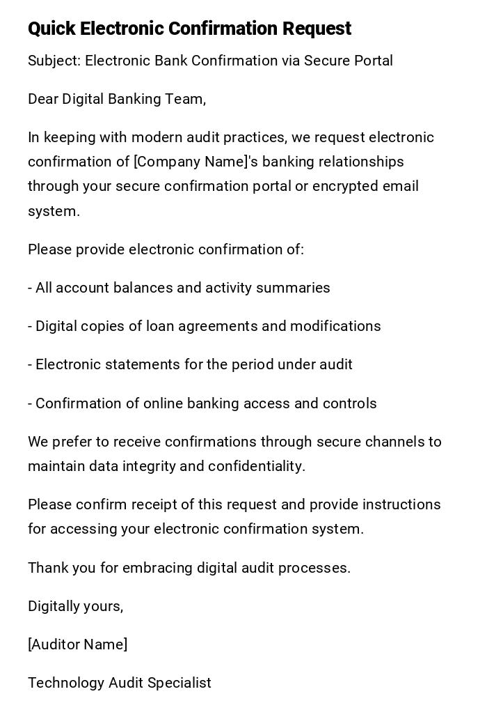 Quick Electronic Confirmation Request